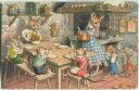 Postkarte - Mittagessen bei Familie Maus