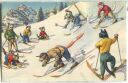 Postkarte - Vermenschlichte Katzen - Wintersport