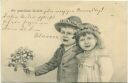 Postkarte - Zwei Kinder mit Blumenstrauss
