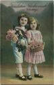 Postkarte - Zwei Kinder mit Blumen