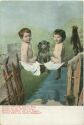 Postkarte - Kinder mit Hund beim Baden