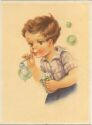 Junge mit Seifenblasen - Künstlerkarte