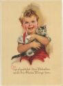 Postkarte - kleiner Junge - Katze - Künstlerkarte