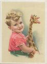 Postkarte - Junge mit Spielzeug-Giraffe - Künstlerkarte
