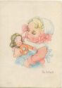 Kleinkind mit Puppe - AK Großformat 1947  - Künstlerkarte signiert Ilse Peuker 