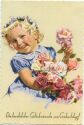 Postkarte - Mädchen mit Blumenstrauß