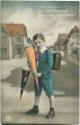 Postkarte - Junge mit Schultüte
