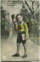 Postkarte - Schulgang - Junge mit Schultüte