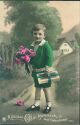 Ansichtskarte - Junge mit Blumen