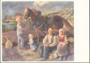 Ansichtskarte - Bauernfamilie mit Pferd
