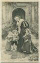 Grossmutter mit Enkelkindern im Garten - Künstlerkarte P. Tarrant