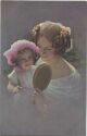 Postkarte - Junge Frau mit kleinem Mädchen - Spiegel - Ludwig Knoefel