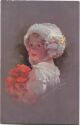 Postkarte - Kleines Mädchen mit Mütze und Blumen - Ludwig Knoefel
