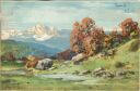 Bach - Landschaft - Berge im Hintergrund - Künstlerkarte