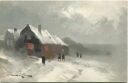Dorf im Schnee - Künstlerkarte