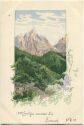 Berg und Tal - Aquarell - Künstlerkarte - Art nouveau