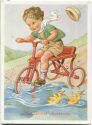 Junge mit Dreirad - Künstlerpostkarte