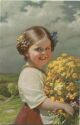 Postkarte - Mädchen mit Blumen im Arm