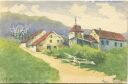 Dorf im Frühling - Künstlerkarte