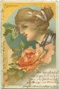 Jugendstil - Art nouveau - Spanien - Junge Frau - Künstlerkarte