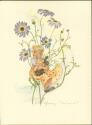 Mädchen mit Hase - Blumen - Schwarz-Torinus-Karte 775