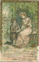 Postkarte - Liebespaar - Goldprägedruck (E15201)gel. 1903