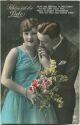 Postkarte - Liebe - Paar mit Blumen