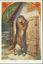 Der Wolf und die sieben Geisslein - Brüder Grimm - Künstlerkarte signiert O. Herrfurth