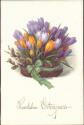 Herzlichen Ostergruss - Krokusse im Körbchen - Postkarte