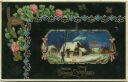 Postkarte - Neujahr - Landschaft im Schnee - Klee - Hufeisen