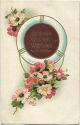 Postkarte - Neujahr - Blumen - Prägedruck