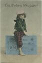 Postkarte - Neujahr - Mädchen mit Schiebermütze - Geldschein ca. 1910