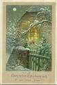 Neujahr - Haus im Schnee - Prägedruck