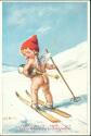 Engelchen auf Skiern signiert Kath. Barth