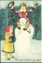 Postkarte - Neujahr - Schneemann