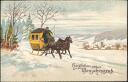 Postkarte - Neujahrsgruss - Postkutsche