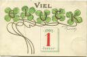 Postkarte - Viel Glück - Kalender 1902 - Glücksklee