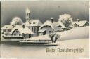 Postkarte - Beste Neujahrsgrüße - verschneites Dorf