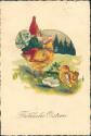 Fröhliche Ostern - Zwerg - weinendes Küken - Postkarte