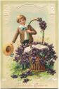 Postkarte - Ostern - Korb mit Veilchen