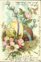 Fröhliche Ostern - Ostereier - Prägedruck - Ansichtskarte
