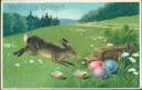 Postkarte - Fröhliche Ostern - Osterhase - Prägedruck