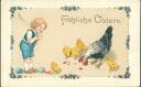 AK - Fröhliche Ostern - Huhn - Küken - Kind - Prägedruck