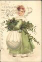Postkarte - Fröhliche Ostern - Mädchen mit Osterei