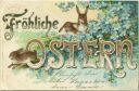 Postkarte - Fröhliche Ostern - Osterhasen - Prägedruck