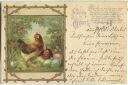 Postkarte - Fröhliche Ostern - Hühner