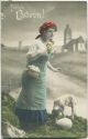 Postkarte - Fröhliche Ostern - Frau