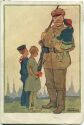 Postkarte - Soldat mit Kindern