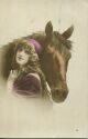 Postkarte - Frau mit Pferd