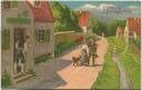 Postkarte - Fröhliche Pfingsten - Spaziergang durchs Dorf
